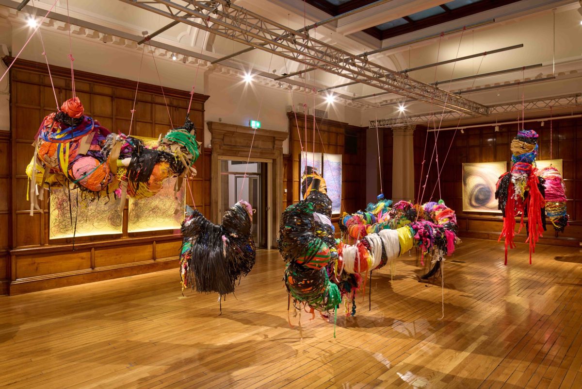 Installation view of Nnena Kalu’s presentation at the Turner Prize 2025, Cartwright Hall Art Gallery. Photo: David Levene