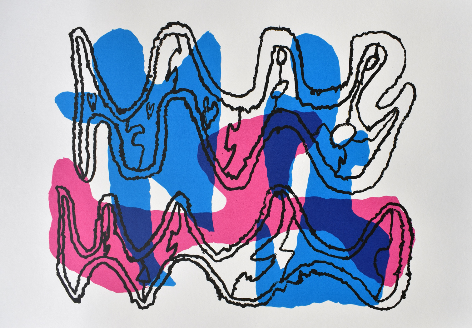 An abstract print on a white background.