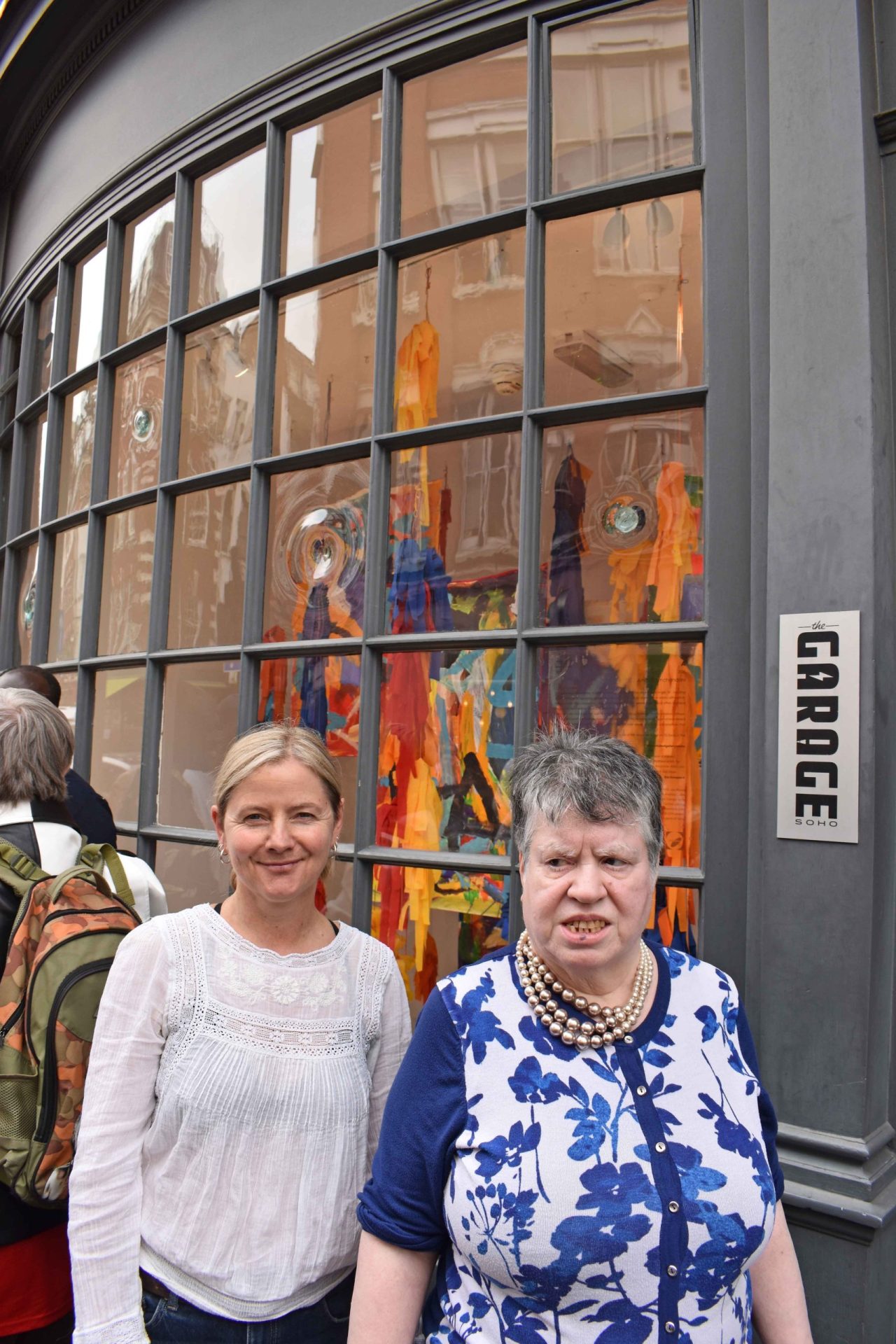 Lisa Brown and Amita Ramchandani standing outside of her exhibition, A, at The Smallest Gallery in Soho. Image courtesy of the Artist and ActionSpace.
