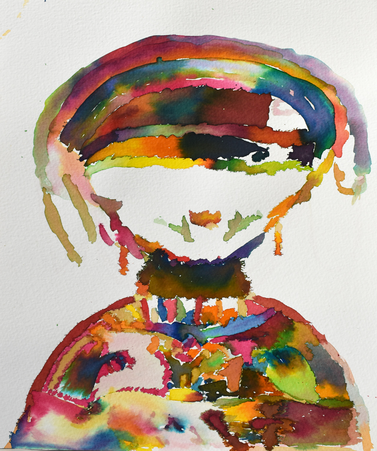 A watercolour painting of a figure.
