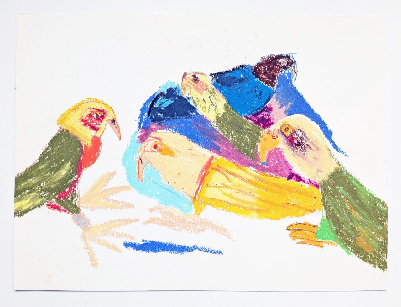 The Birds, September 2025. Oil pastel on paper, 400 x 300 cm. Image courtesy of the Artist and ActionSpace.