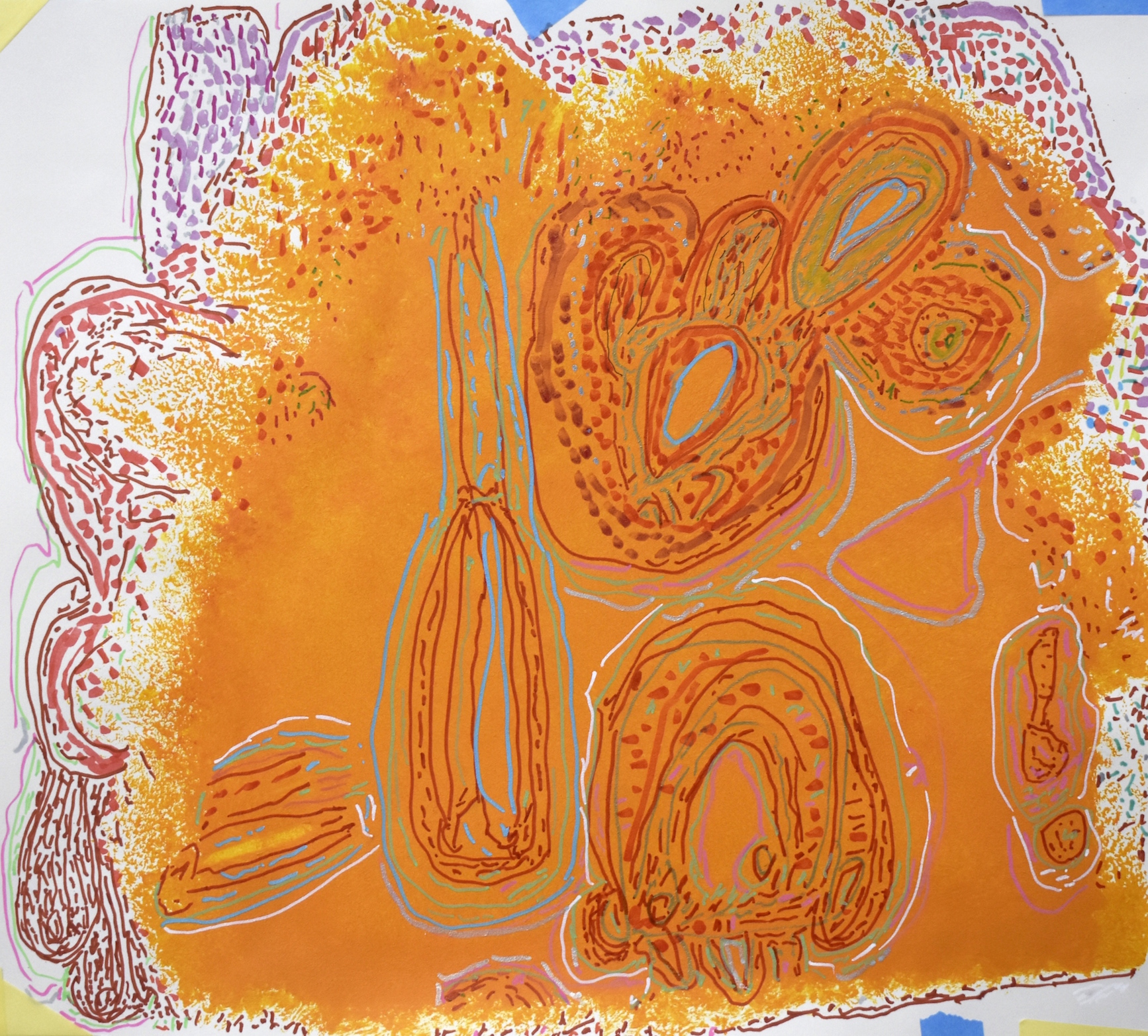 Orange abstract painting.