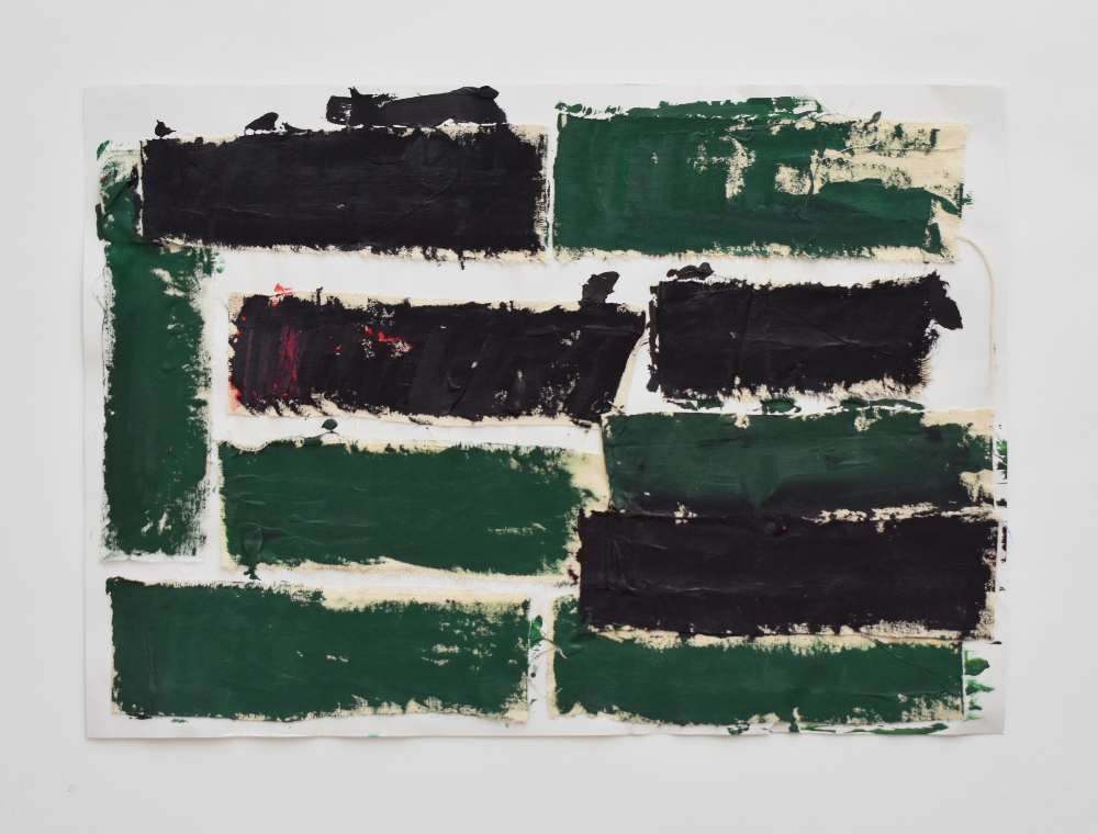 Green and black painted rectangles