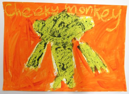 Cheeky Monkey, 2025, pastel and ink, 29.7x42cm
