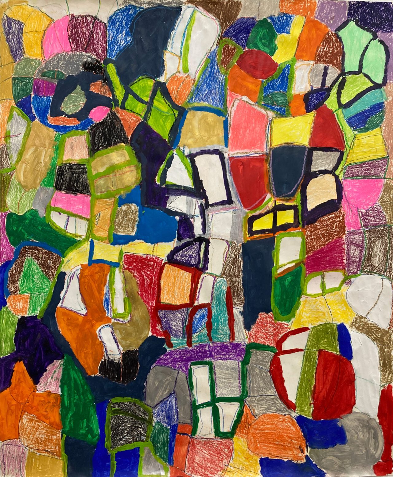 Abstract painting in multi colours.