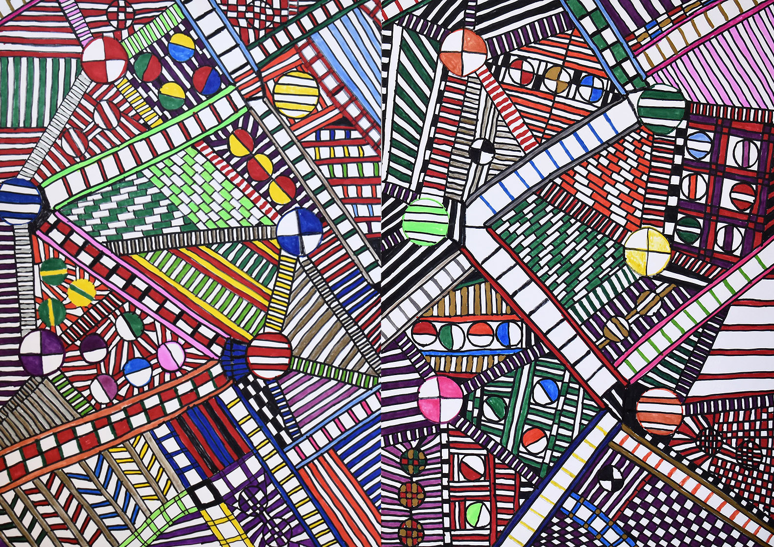 An abstract drawing on paper.