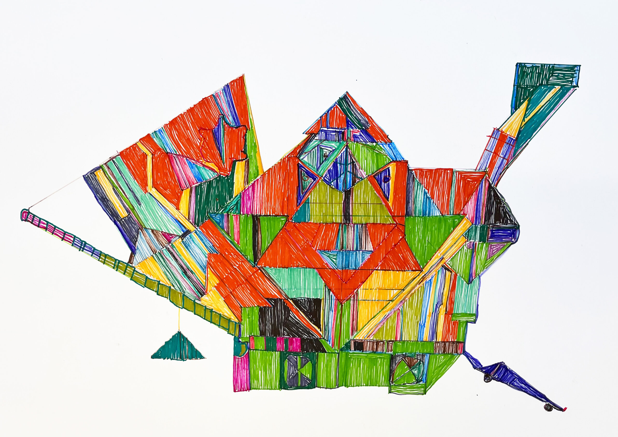 A colourful drawing on paper