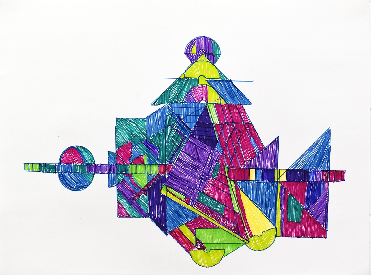 A colourful drawing on paper
