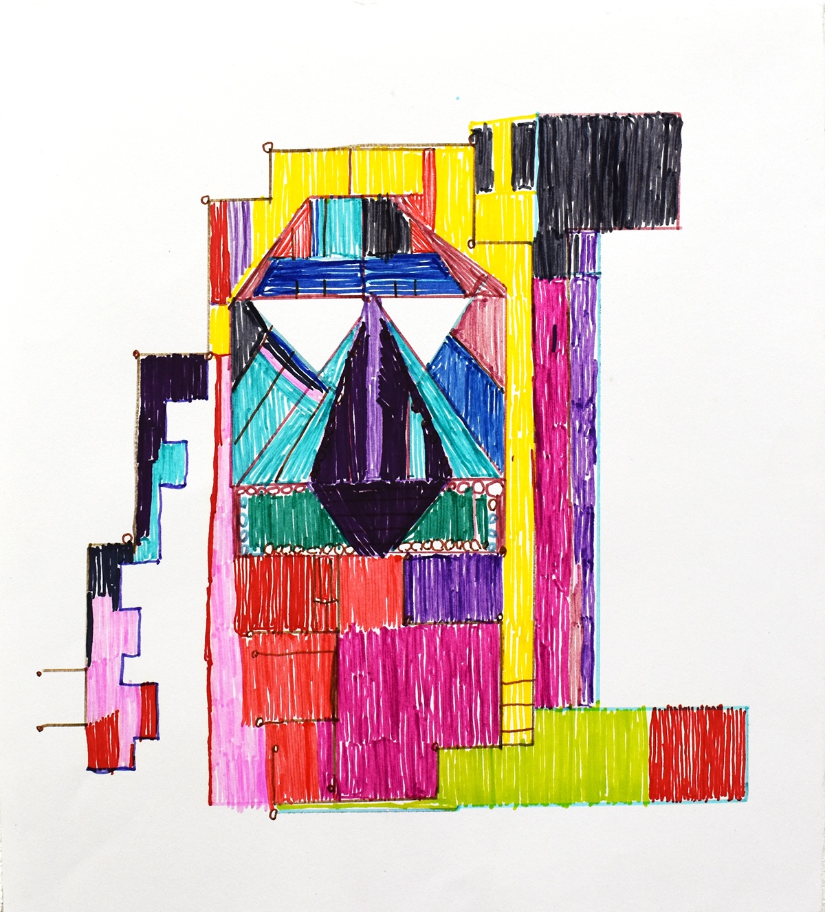 A colourful drawing on paper