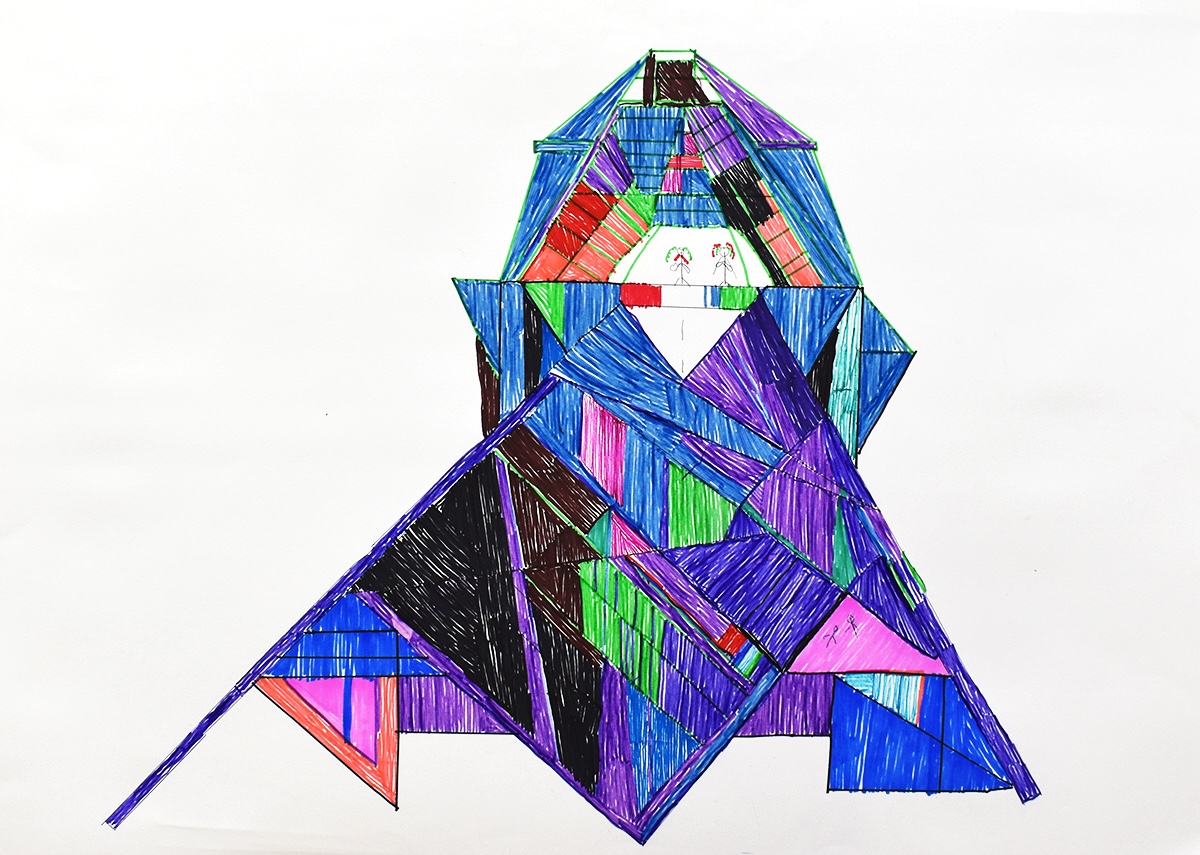 A colourful drawing on paper