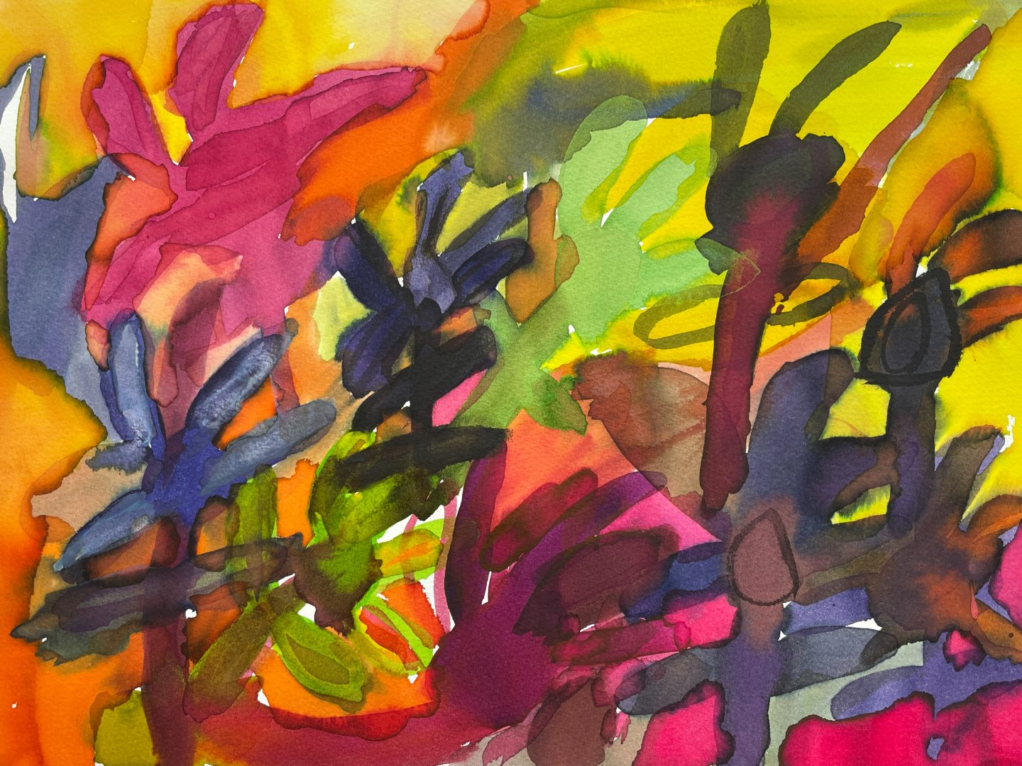A colourful painting of flowers.