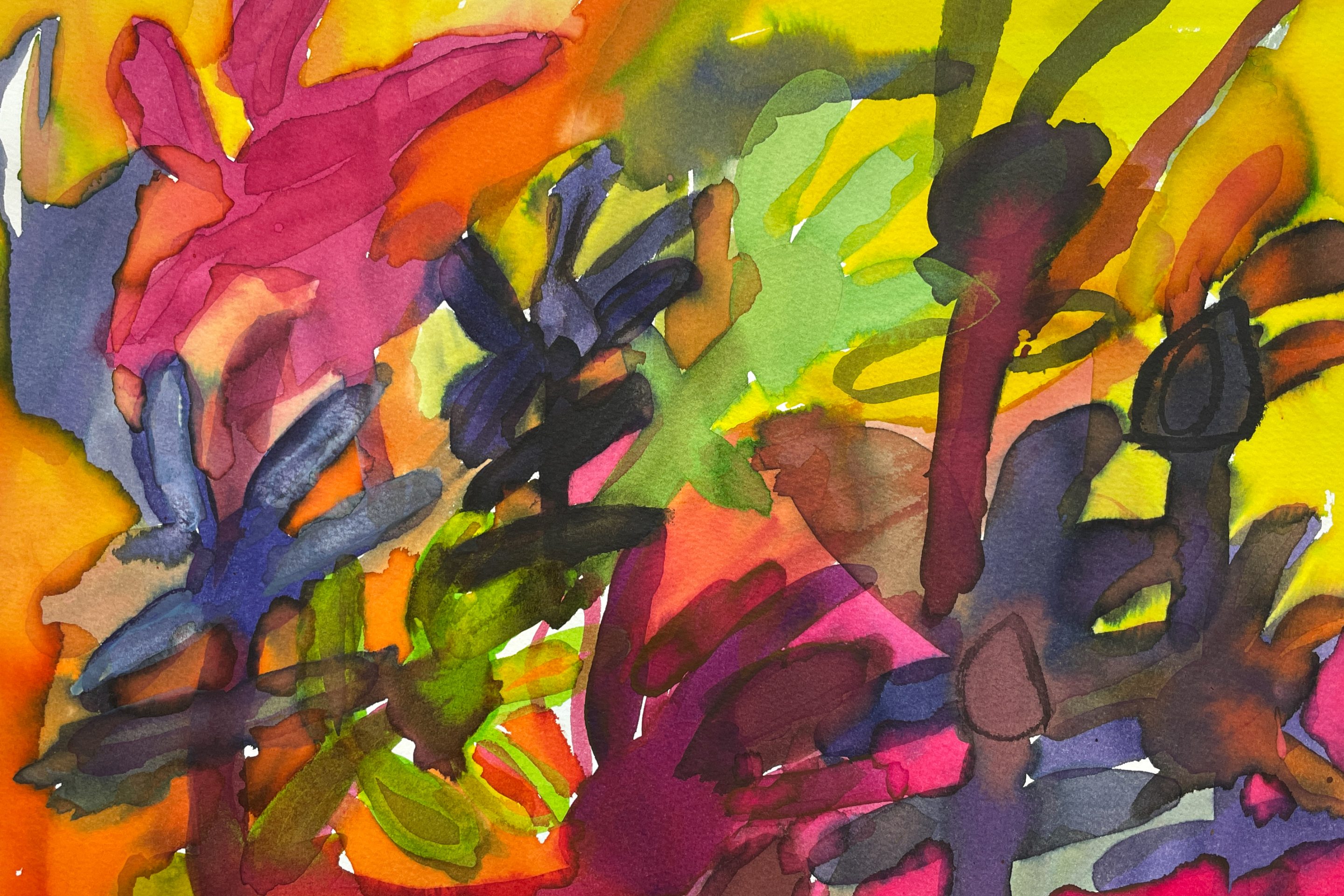 A colourful painting of flowers.
