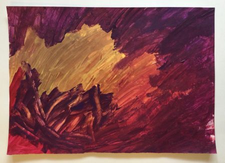 Purple and Gold acrylic on paper 59x42cm 2026