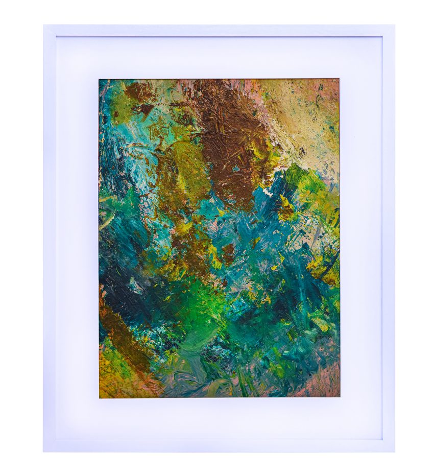 A mixed media abstract artwork.