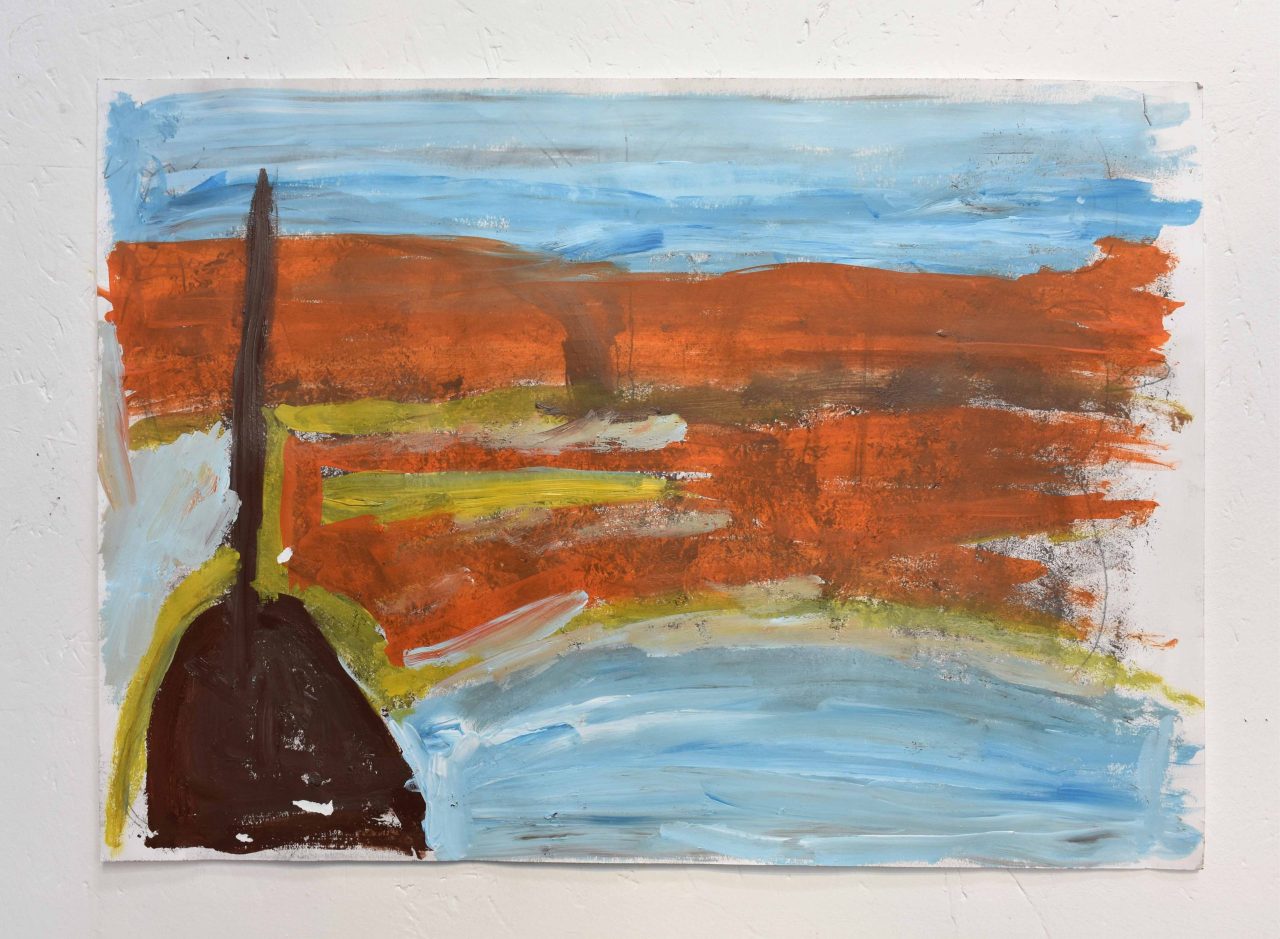 James Heath, Walking into the Sand, 2025. Acrylic on paper, 41.5 × 50.5 cm. Image courtesy of the Artist and ActionSpace.