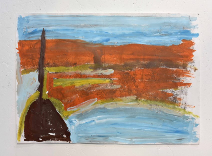 James Heath, Walking into the Sand, 2025. Acrylic on paper, 41.5 × 50.5 cm. Image courtesy of the Artist and ActionSpace.