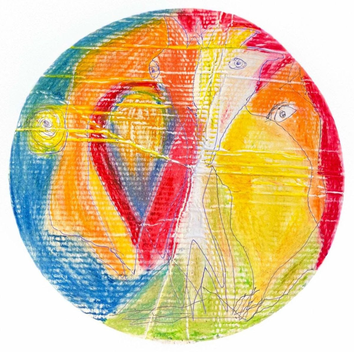 An abstract colourful artwork on paper.