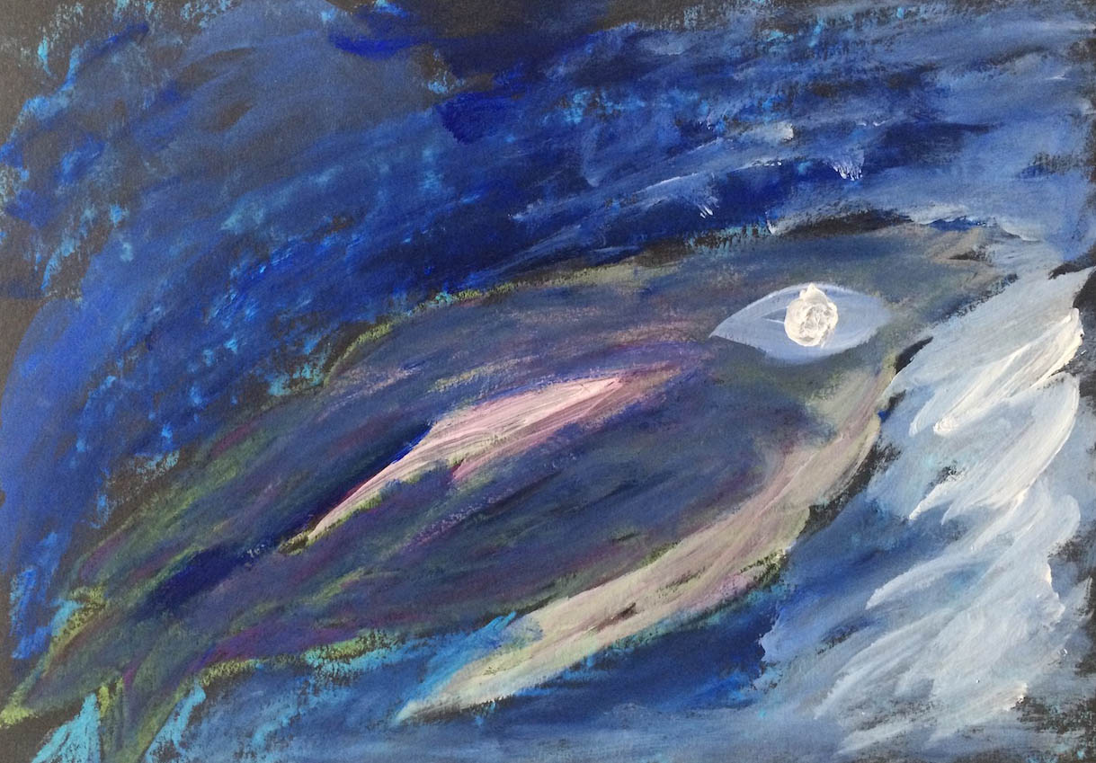 An abstract drawing of a bird.