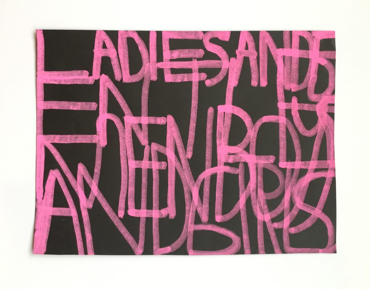 Graphic text on paper.