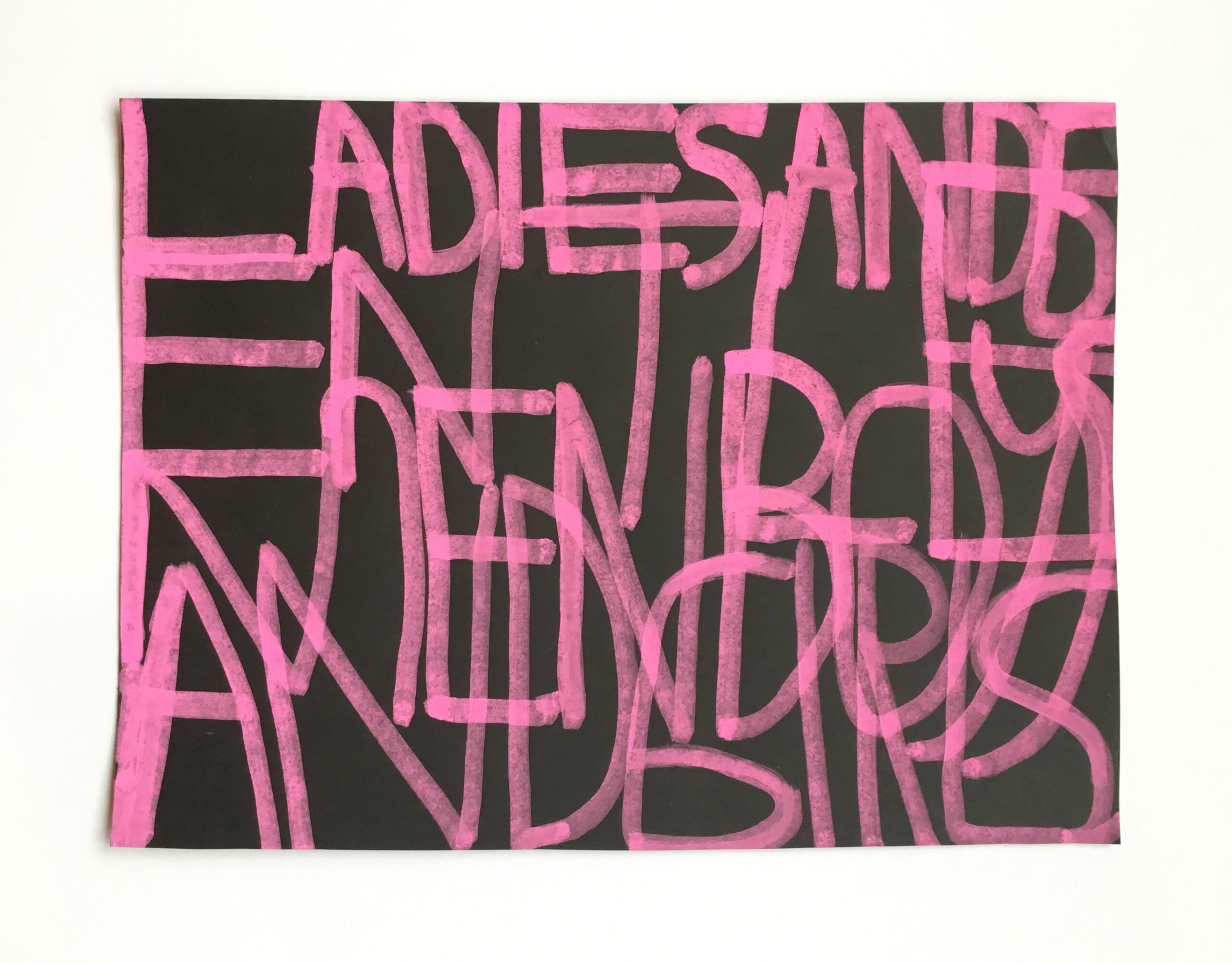 Graphic text on paper.