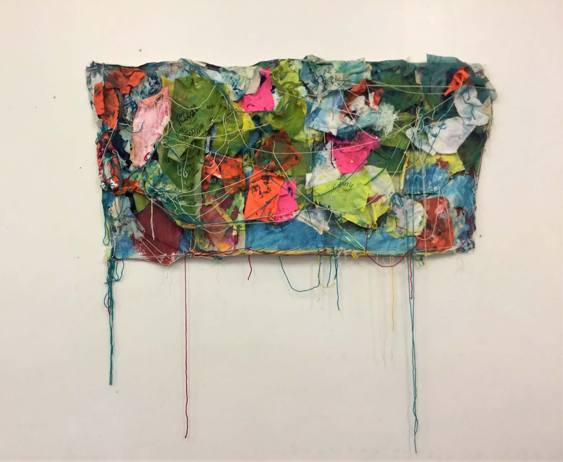 A colourful mixed media piece on paper.