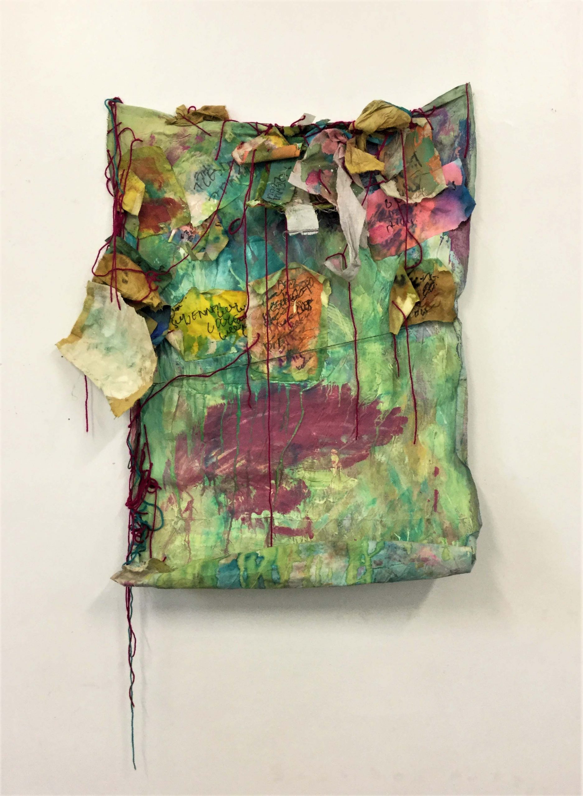 A colourful mixed media piece on paper.