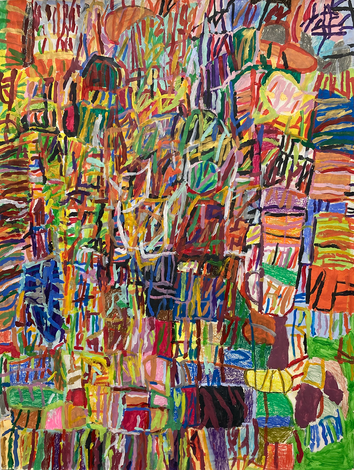 Abstract painting in bold multi colours