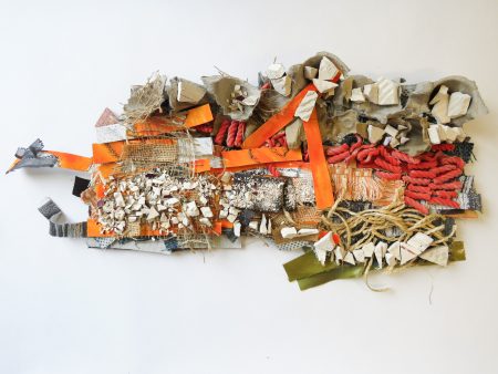 Untitled, 2026, textiles, paper and ceramic