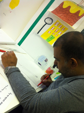 Abul Jalil at work in the studio