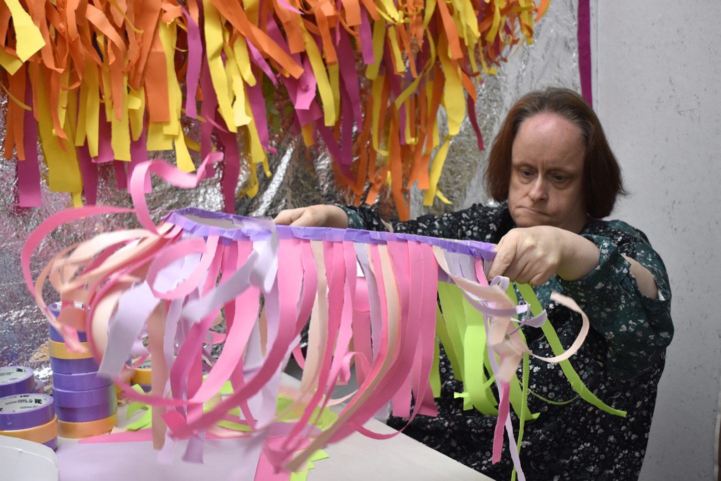 Linda Bell working on a sculpture.