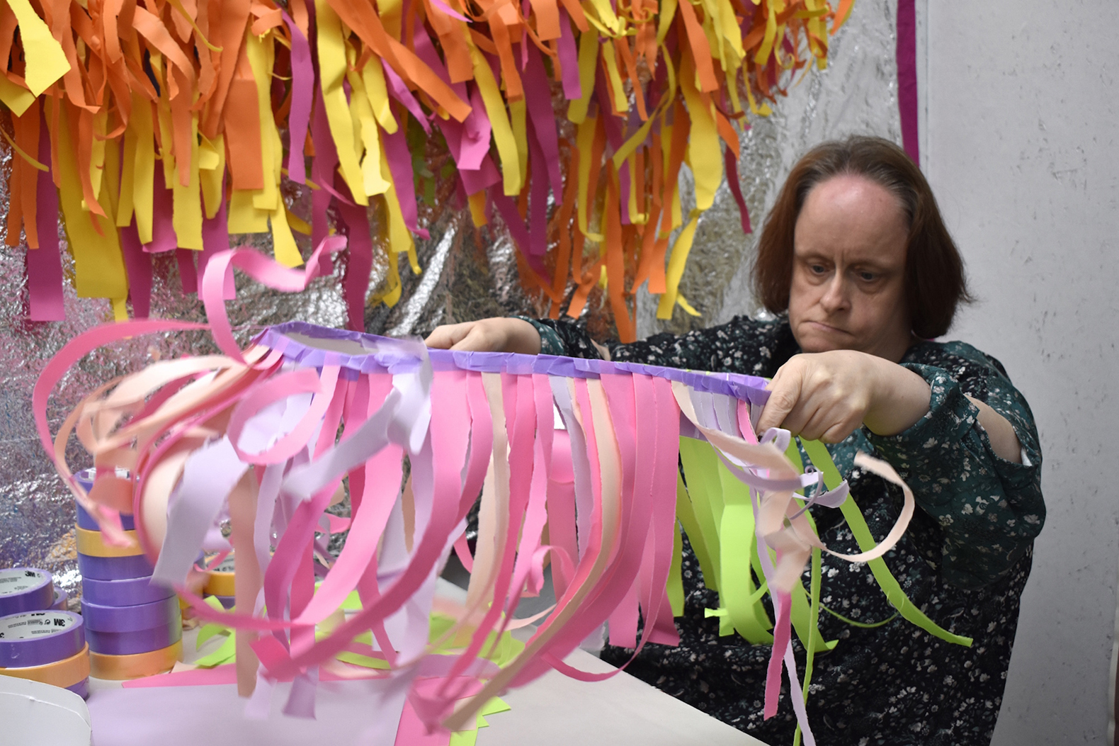 Linda Bell working on a sculpture.