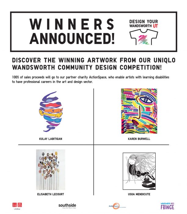 A poster stating the winners of a competition where the winner designs a t shirt for UNIQLO