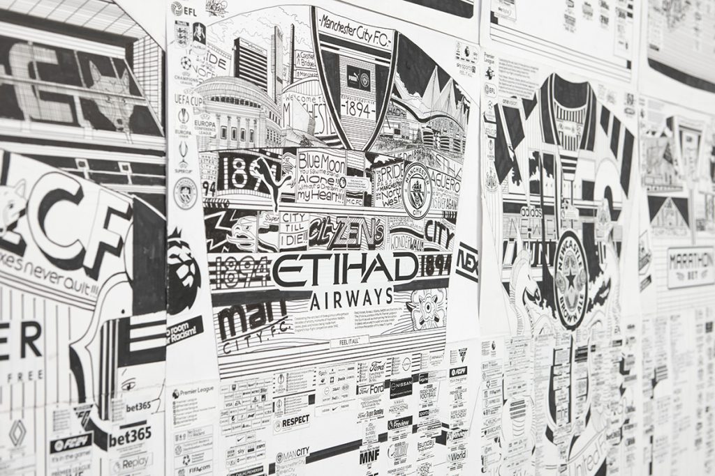 Babajide Brian's drawings in OOF Gallery. Image courtesy of the Artist and ActionSpace.