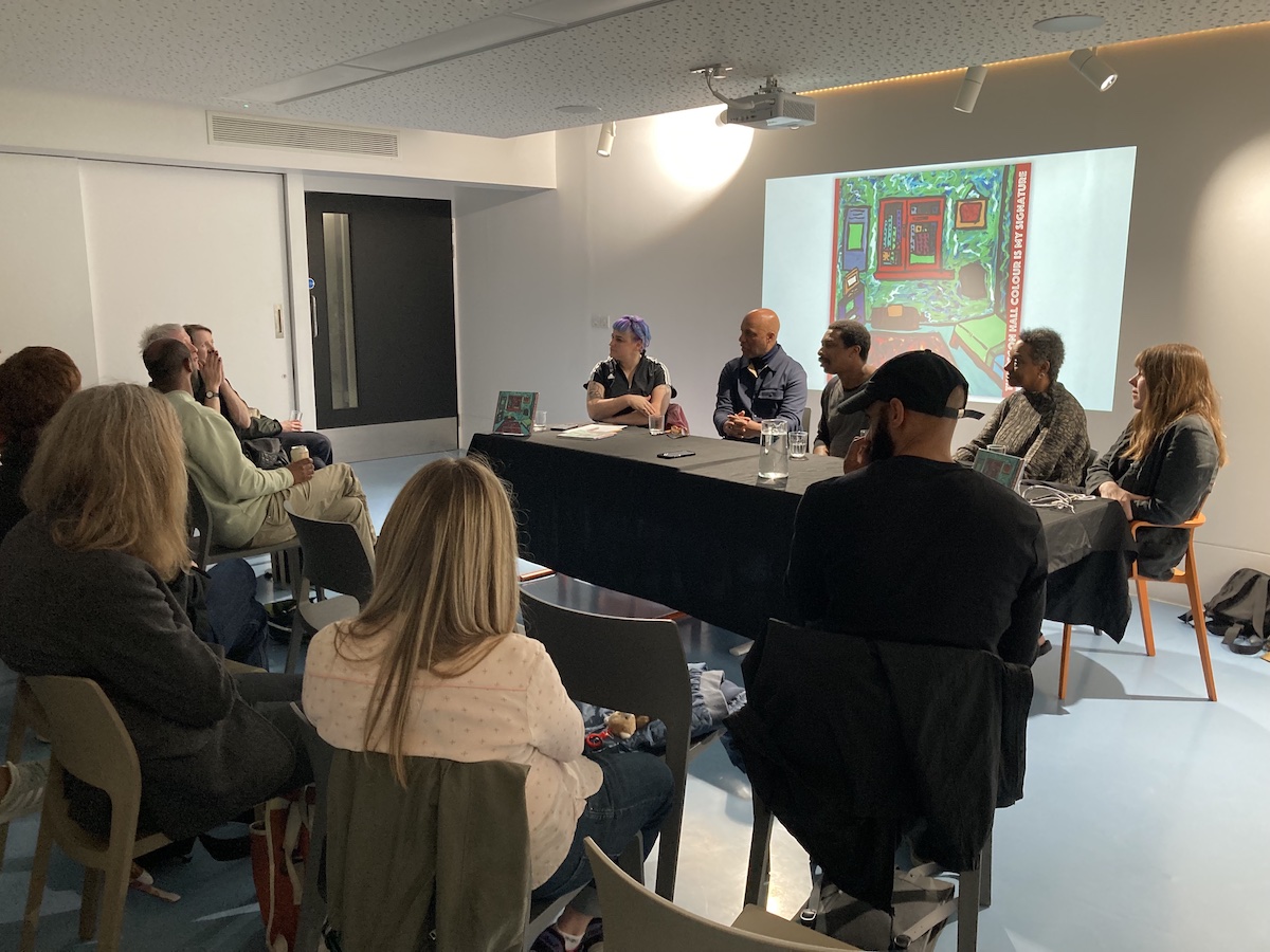Long table discussion at launch night. Image courtesy of the Artist, ActionSpace and Autograph Gallery.