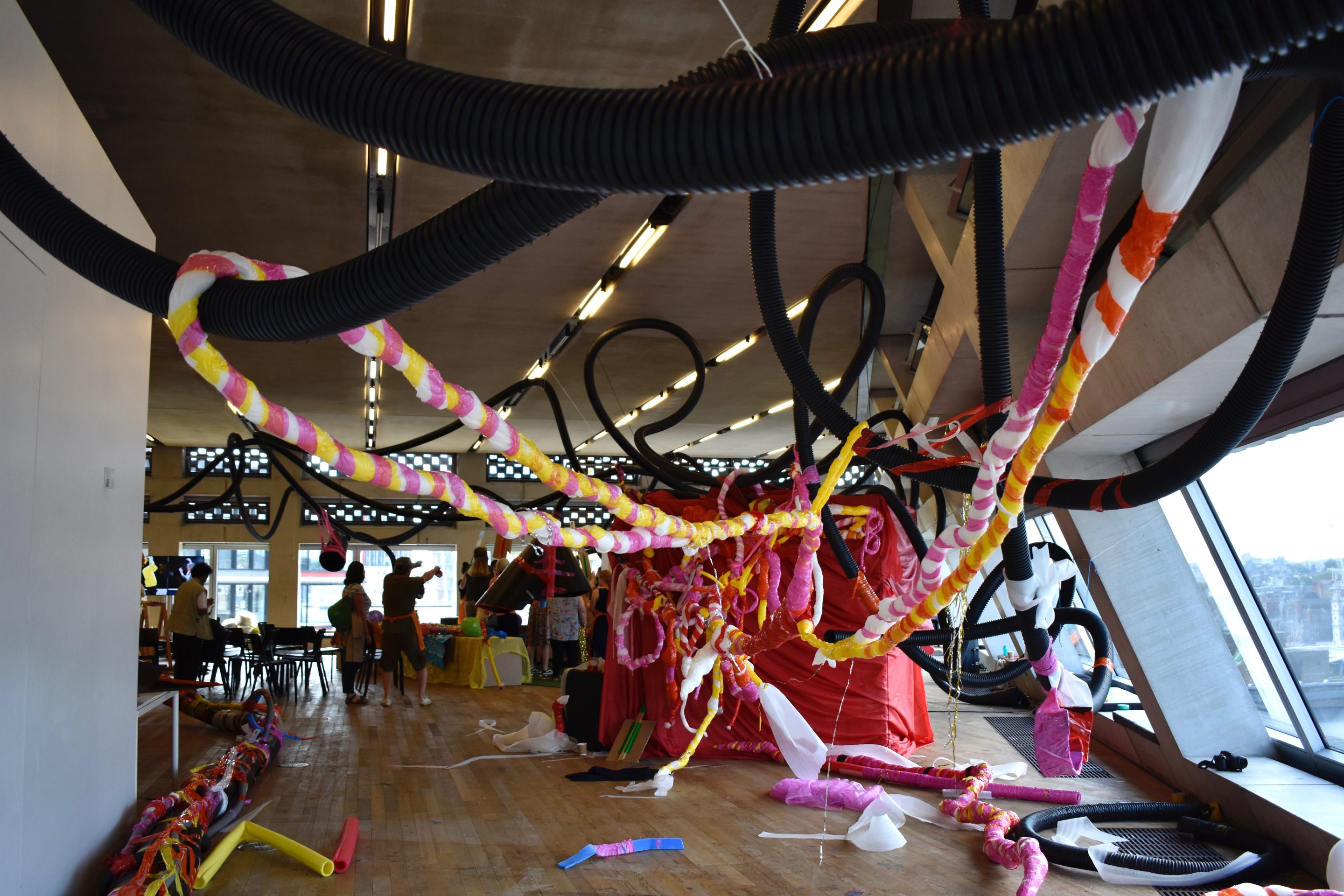 Different tube materials made into an installation.