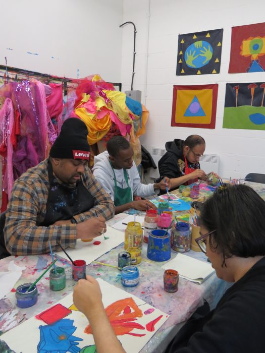 Participants make artwork in the style of Daniel. Image courtesy of ActionSpace.
