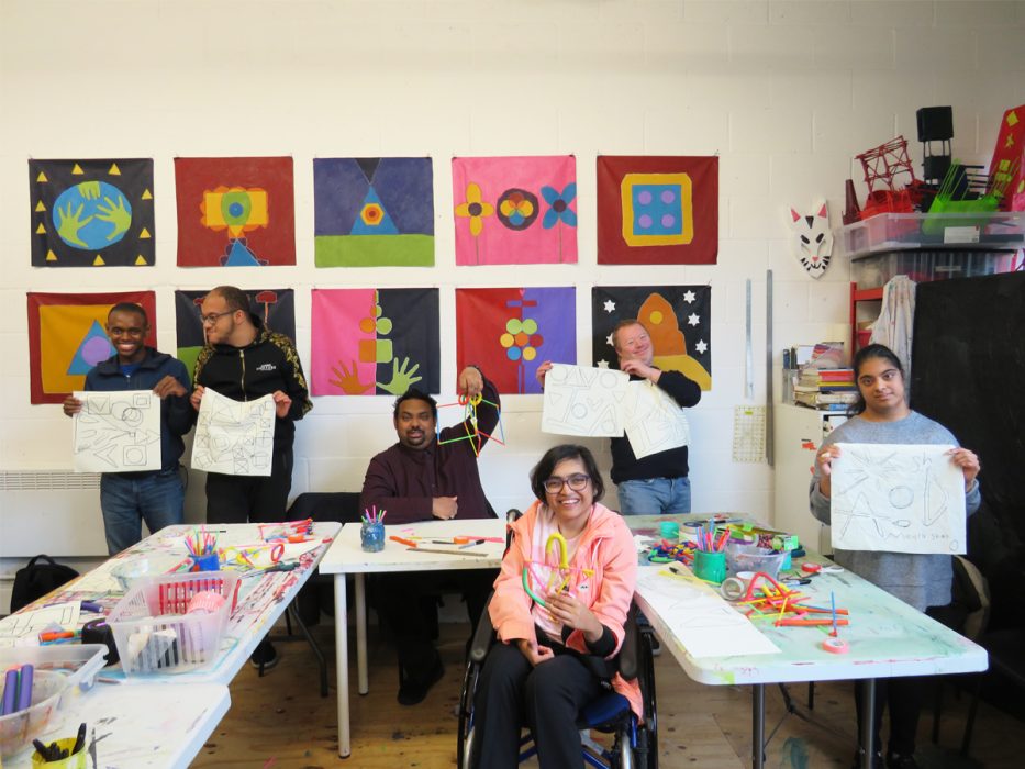 Participants make artwork in the style of Daniel. Image courtesy of ActionSpace.