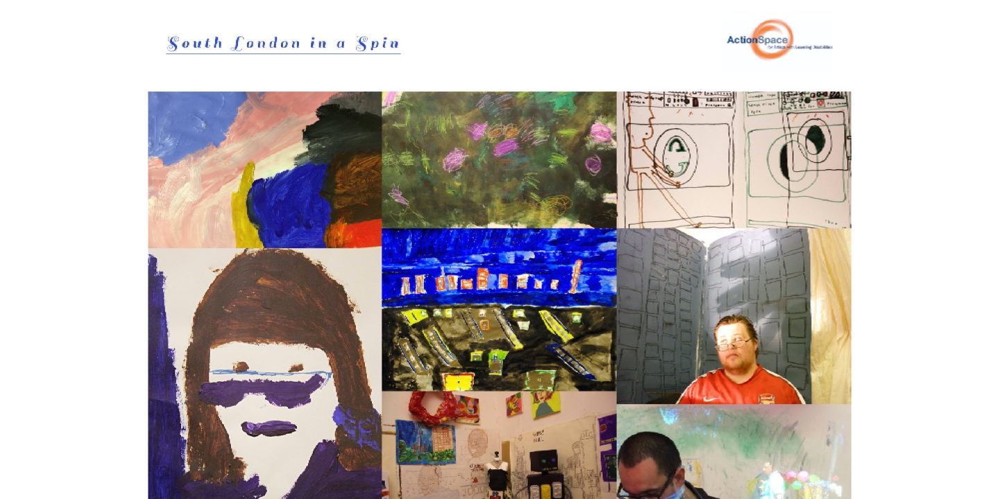 Poster for South London in a Spin featuring the artworks of the artists