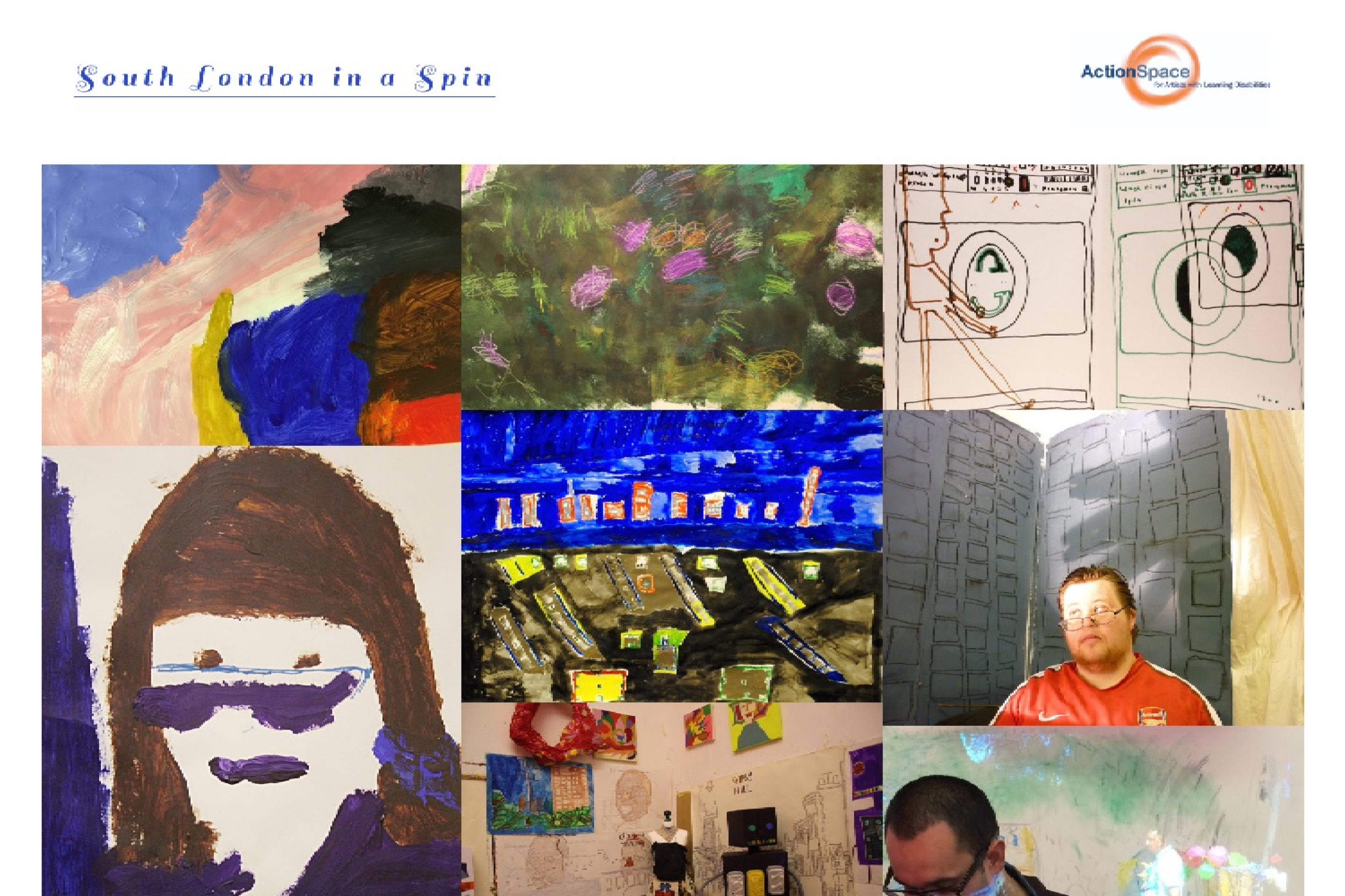 Poster for South London in a Spin featuring the artworks of the artists