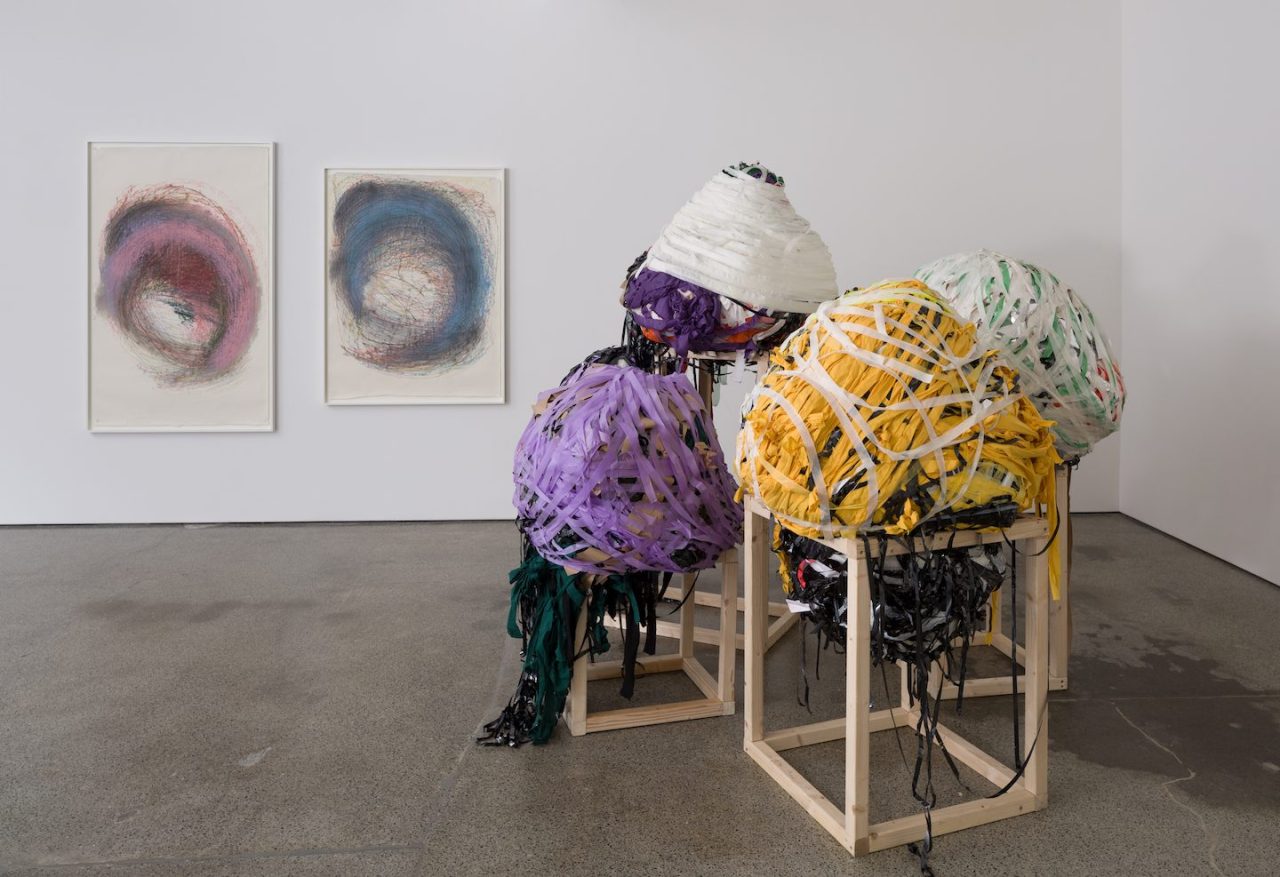 Installation view, Nnena Kalu, To all the Kings who have no Crowns. Image courtesy of Carl Freedman Gallery, Margate.
