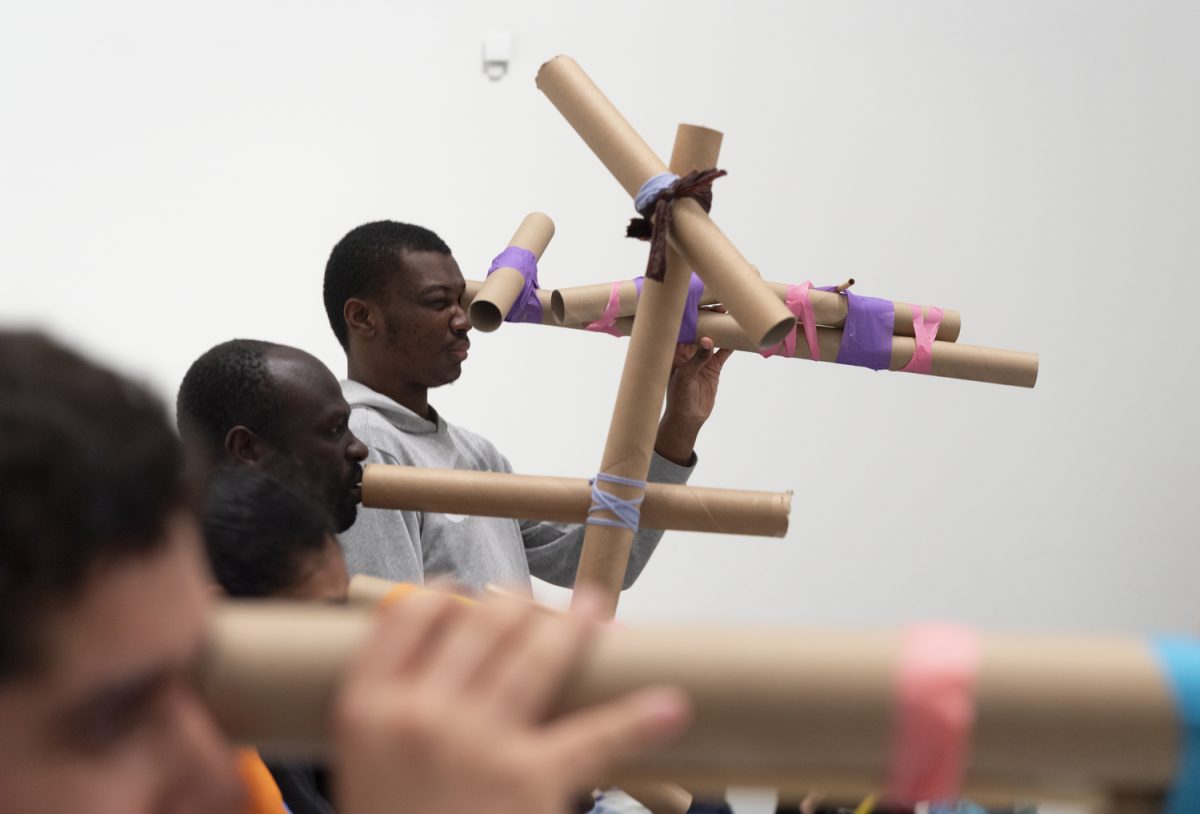 Andrew Omoding's workshop at the Tate. Image by Oliver Cowling.