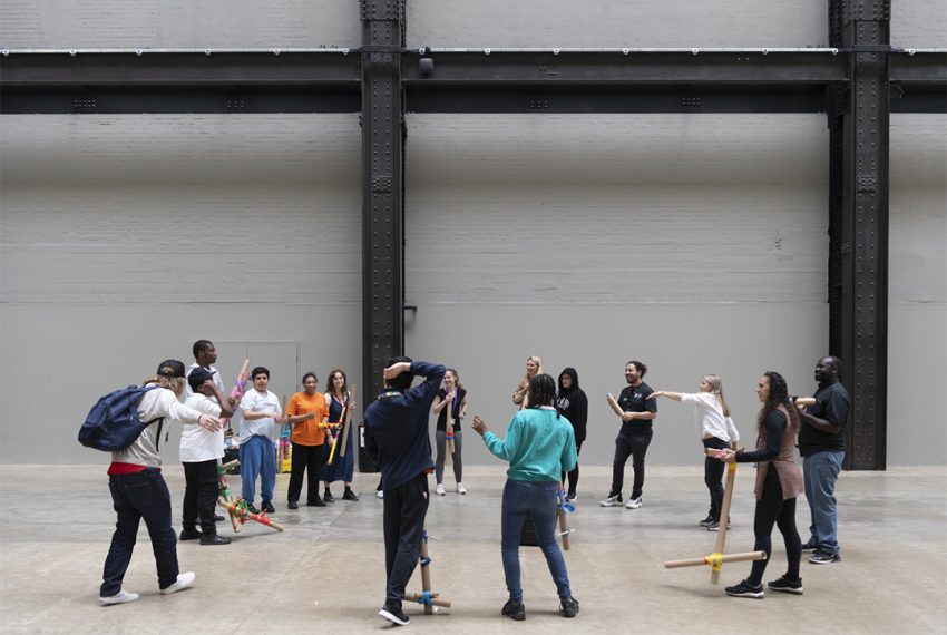 Andrew Omoding's workshop at the Tate. Image by Oliver Cowling.