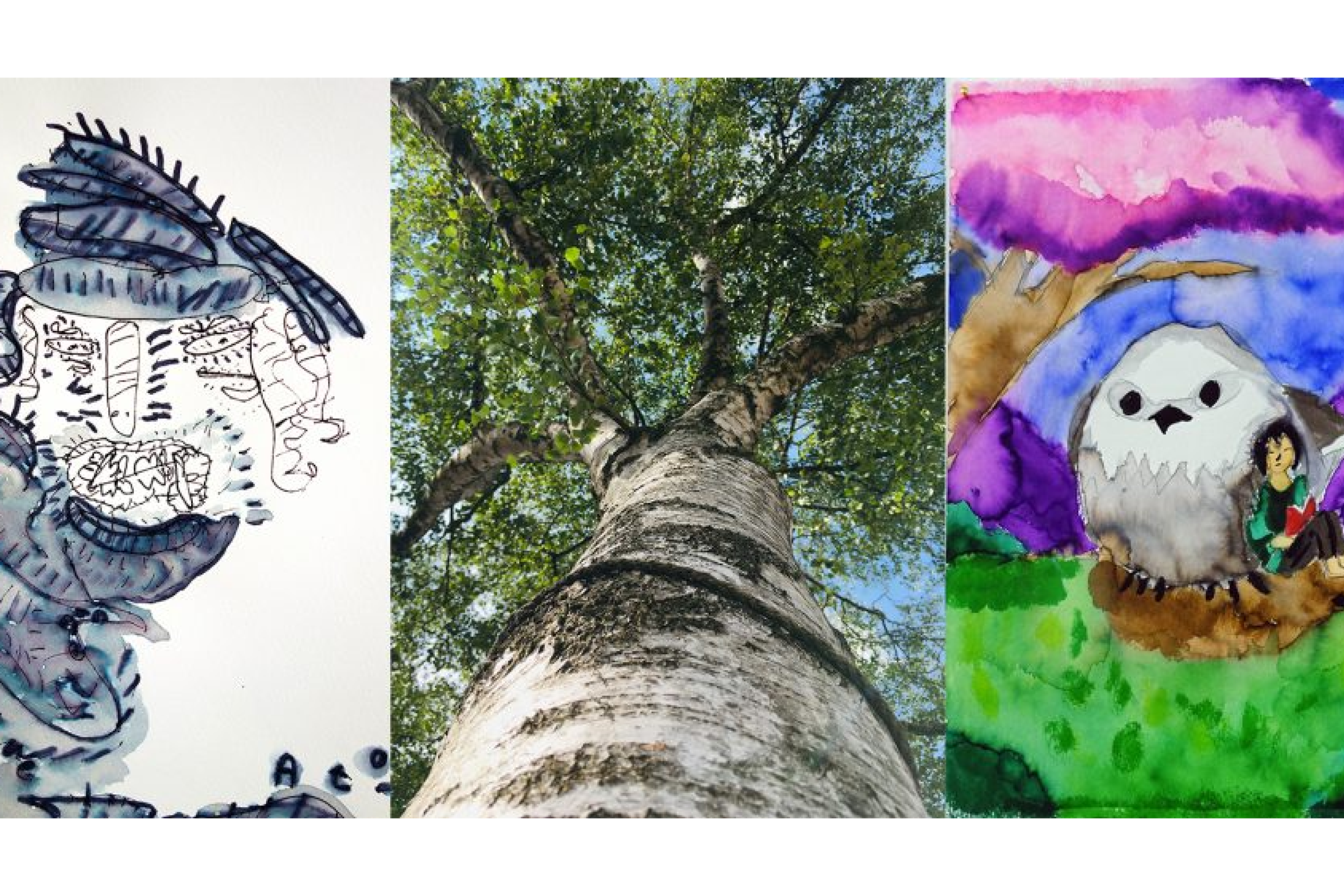 Three artworks collaged next to each other.