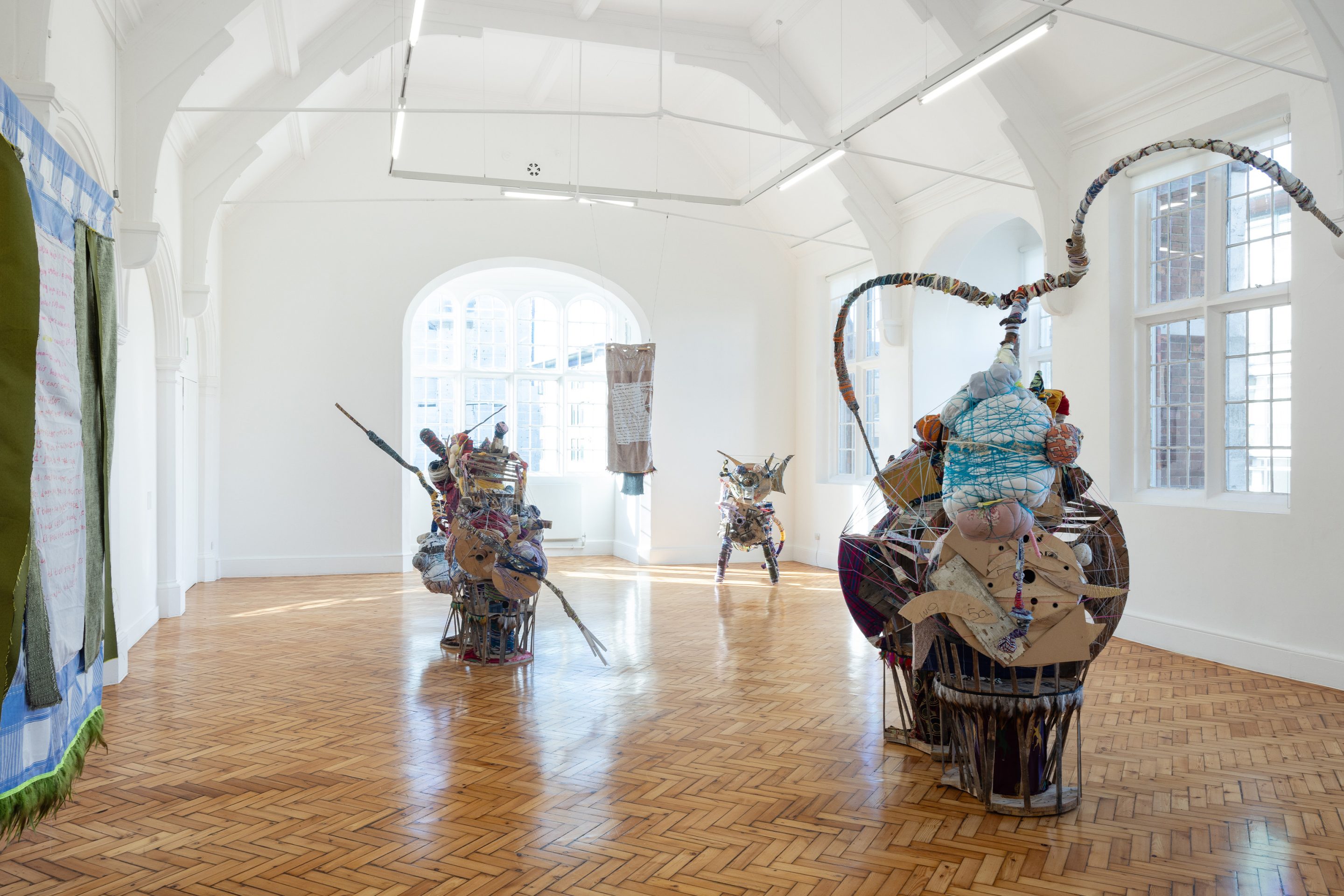 Installation view of Andrew Omoding's solo exhibition at Camden Art Centre.
