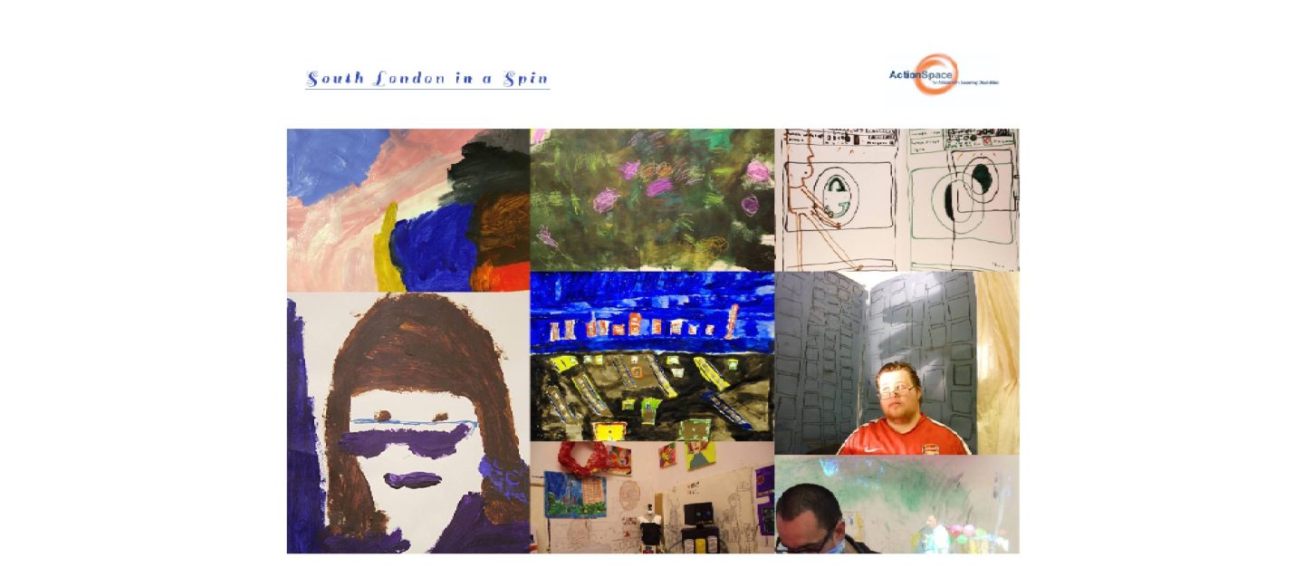 Poster for South London in a Spin featuring the artworks of the artists.