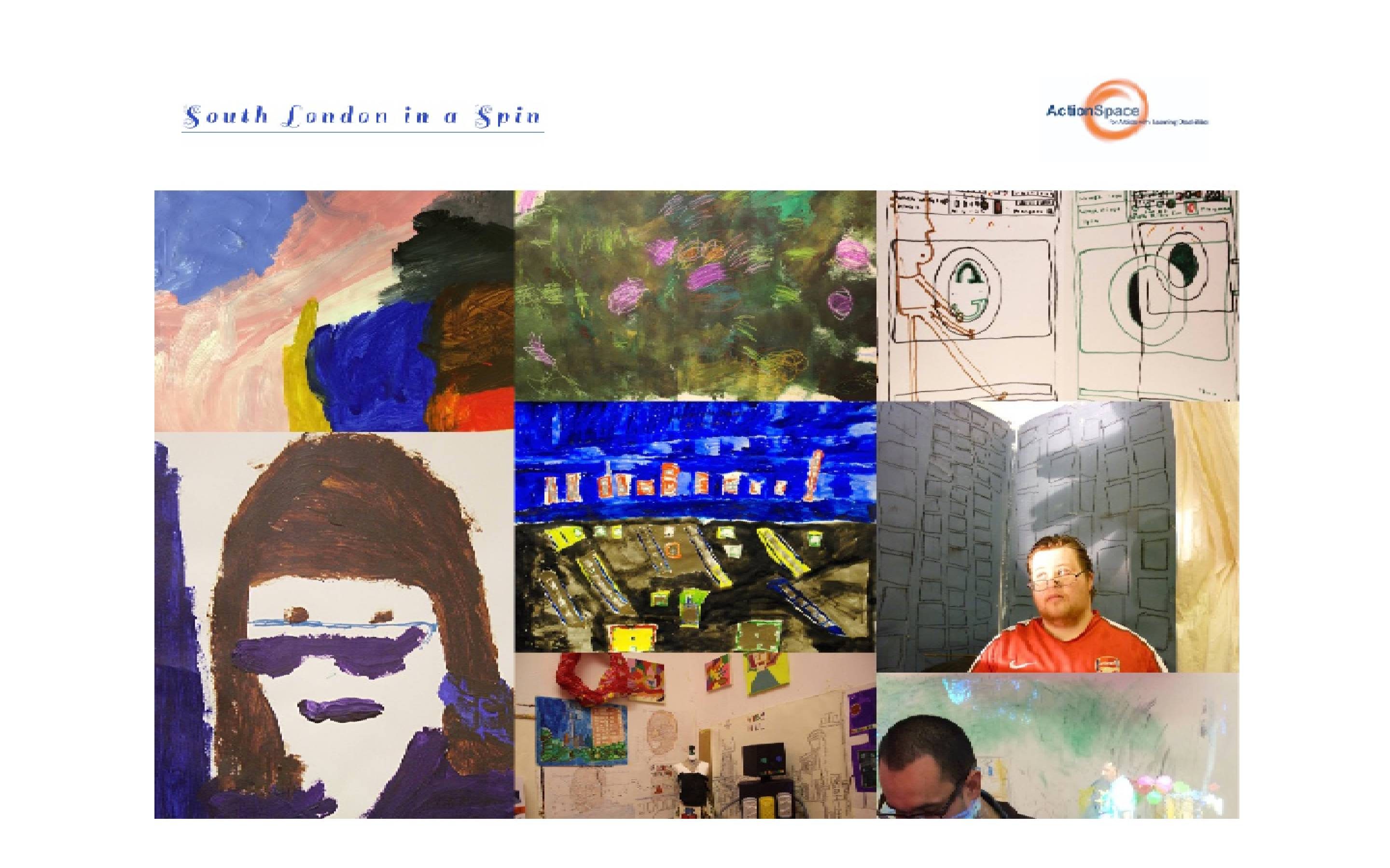 Poster for South London in a Spin featuring the artworks of the artists.