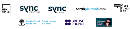 Logos of Nak Seni, Sync Leadership, Sync Shorts, Sarah Pickthall, Vibra Fusion Lab, Canada Council For The Arts, British Council, Connections Through Culture.