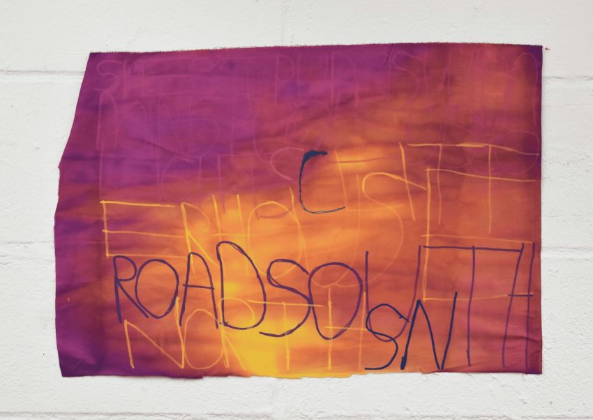 Roads, 65 x 45, ink on fabric, 2024. Image courtesy of the Artist and ActionSpace.
